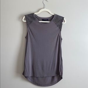 Allsaints brown sleeveless top leather shoulders M